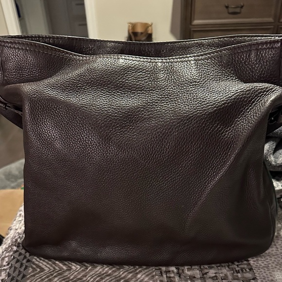 Authentic Gucci Dark Brown Leather Web Shoulder Bag - Picture 4 of 16